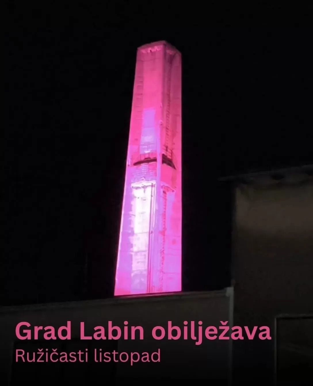 Dimnjak na Pjacalu svjetli ružičastom bojom u znak podrške ženama oboljelima od raka dojke