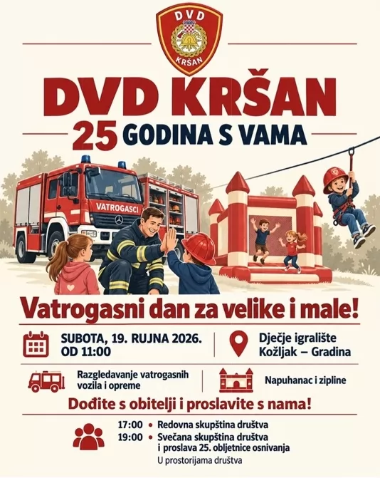 DVD Kršan slavi 25 godina s vama: U subotu veliki Vatrogasni dan za velike i male