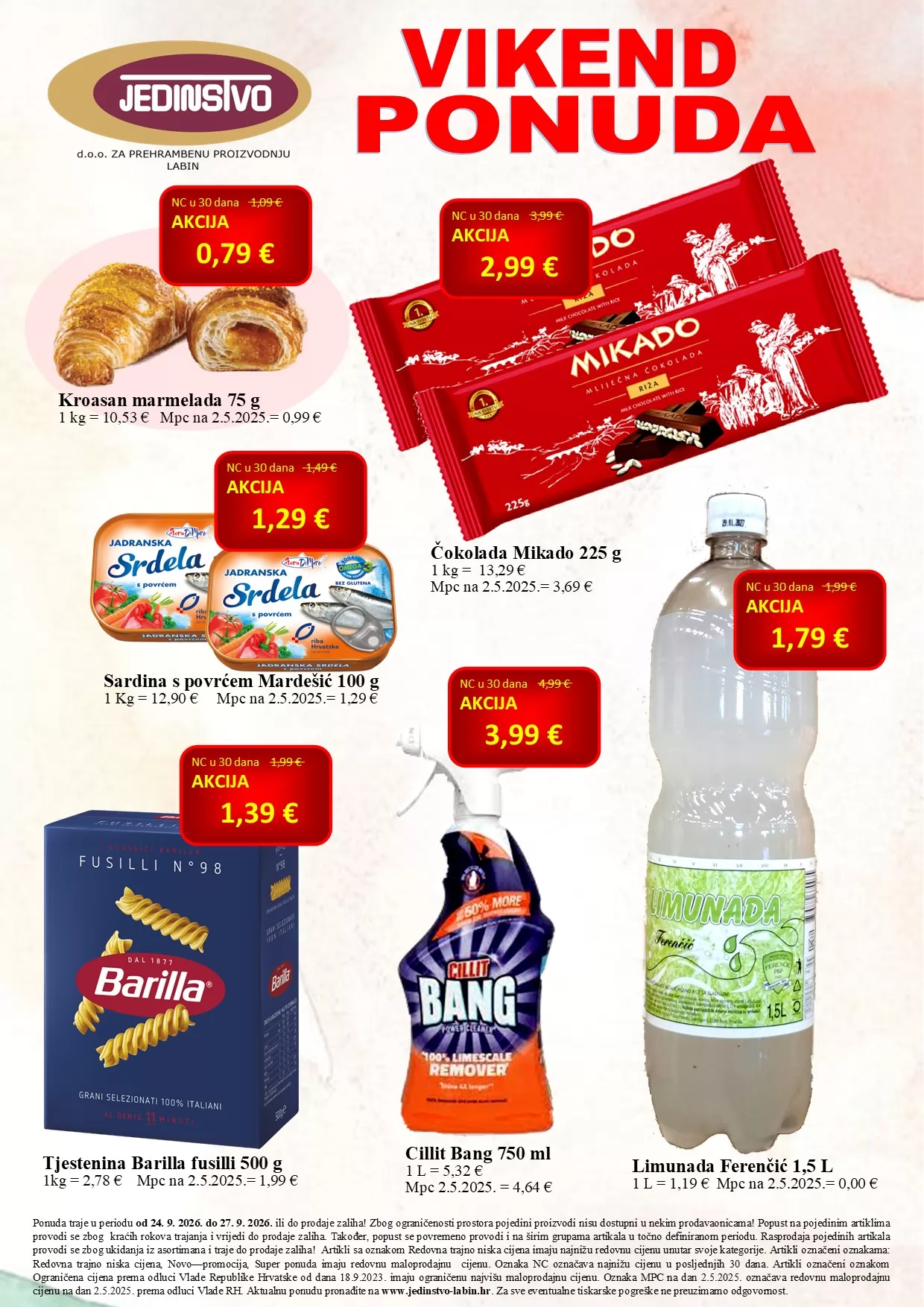 Vikend obavijest Jedinstva